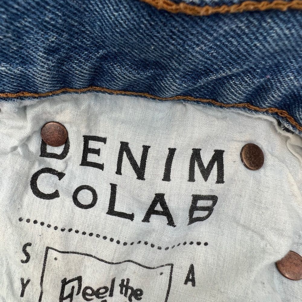 Denim Colab cut off denim jean shorts women's size 30 blue white - Picture 11 of 12